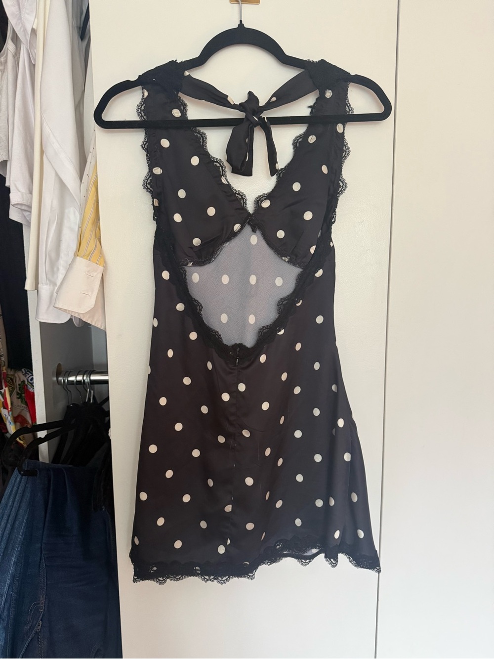 Lioness Black Polka Dot Halter Dress, Size M - Picture 3 of 4